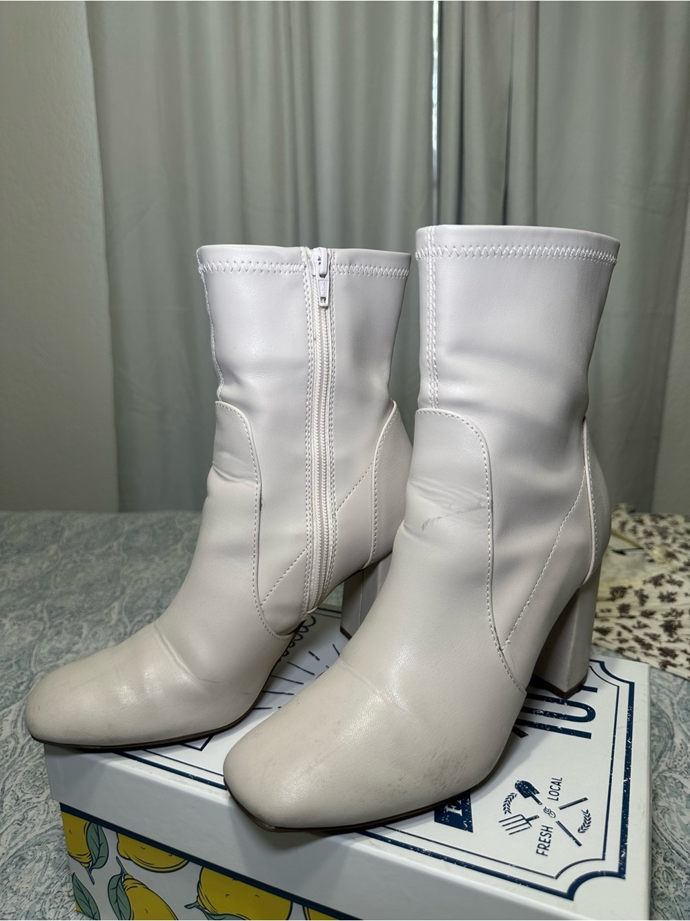a new day White Mid-Calf Block Heel Boots